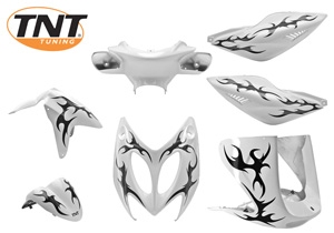 KIT COMPLETO DE 7 PIEZAS FLAMING PARA AEROX BLANCO / NEGRO