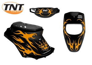 KIT COMPLETO DE 4 PIEZAS FLAMING BOOSTER / BWS NEGRO / NARANJA